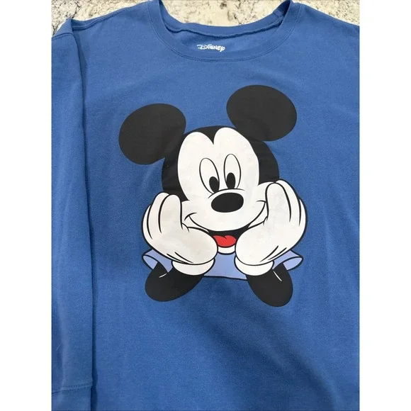 Disney Mickey Mouse Sweatshirt Women's 4XL Long Sleeve Crew Neck Graphic Blue - Picture 2 of 14